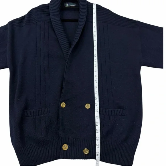 VTG St. Michael Sea & Breeze Italy Wool Blend Cardigan Sweater Navy Blue L - Picture 11 of 12